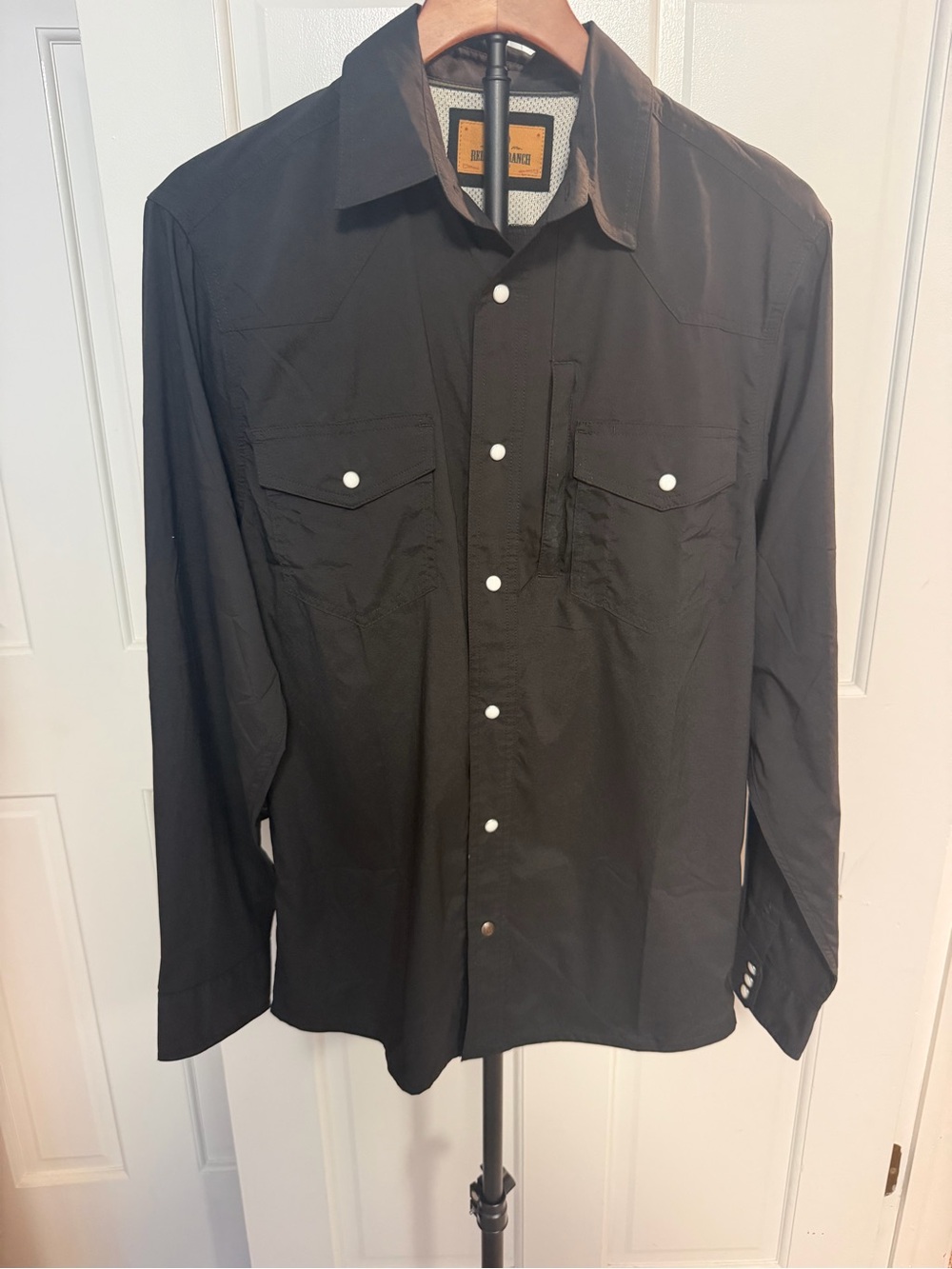 Redhead Ranch Men's Black Casual Snap-Front Button-Down Shirt Small Western